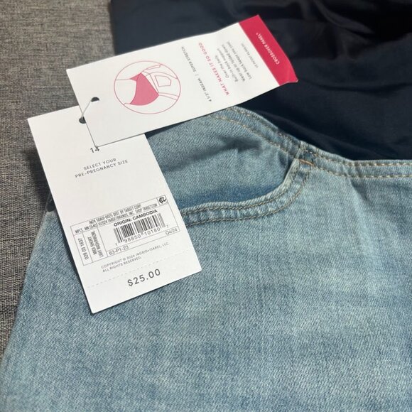 Over Belly High-Rise Maternity Jean Shorts, Size 14 - Picture 6 of 9